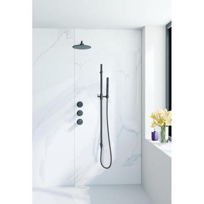 Fortifura Nebbio Regendoucheset - inbouwkraan - inbouwdeel - glijstang - doucheslang metaal - staaf handdouche - 35cm wandarm - ronde hoofddouche - zwart mat SW1183065 SW1111528 SW706203 SW496811 SW720560 SW1