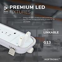 LED TL armatuur 60cm dubbel - T8 (G13) - 18 Watt 2520 lumen (140lm/W) - 4000K neutraal wit (840) - Koppelbaar - Flikkervrij - IP65 Waterdicht - LED TL Lamp - thumbnail