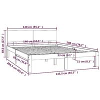 Bedframe massief grenenhout wit 140x200 cm - thumbnail