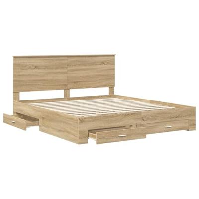 Bedframe met hoofdeinde Sonoma Eiken 200 x 200 cm Bewerkt hout