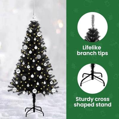 VidaXL Kerstboom met 150 led met standaard zwart 150 cm pvc
