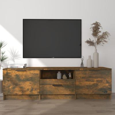 Tv-meubel 140x35x40 cm bewerkt hout gerookt eikenkleurig Tv-meubel 140x35x40 cm bewerkt hout gerookt eikenkleurig