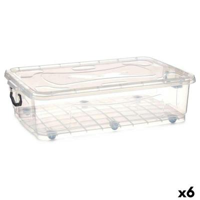 Opbergdoos op Wielen Kipit Transparant Plastic 40 L 46,5 x 20 x 72,2 cm (6 Stuks)