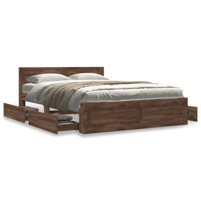 Bedframe met hoofdeinde bewerkt hout bruineikenkleur 120x200 cm