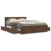 Bedframe met hoofdeinde bewerkt hout bruineikenkleur 120x200 cm - thumbnail