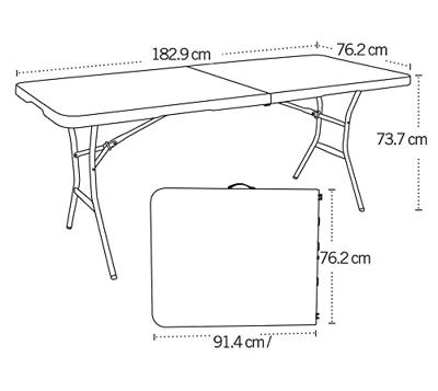 Vouwtafel Lifetime Wit 185 x 74 x 76 cm Staal Plastic - thumbnail