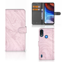 Motorola Moto E7i Power | E7 Power | Bookcase | Marble Pink - Origineel Cadeau Vriendin - thumbnail