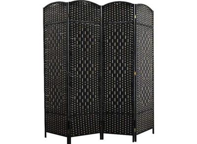 Lowander Gevlochten Kamerscherm - Roomdivider - 4 Panelen - Zwart
