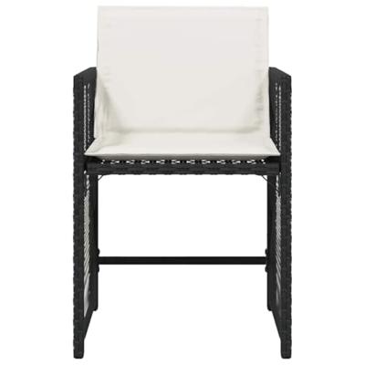 Tuinstoelen 4 st met kussens poly rattan zwart - thumbnail