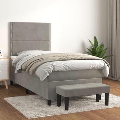 Boxspring met matras fluweel lichtgrijs 90x190 cm