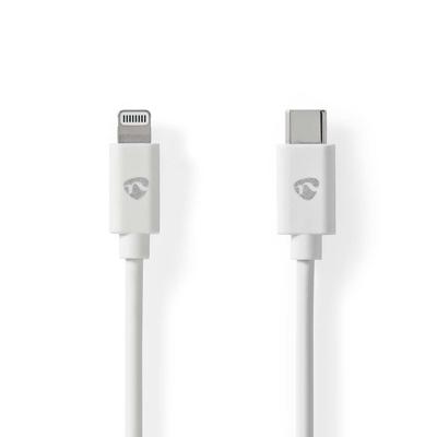 Lightning Kabel | USB 2.0 | Apple Lightning 8-Pins | USB-C Male | 480 Mbps | Vernikkeld | 1.00 m | Rond | PVC | Wit | Envelop