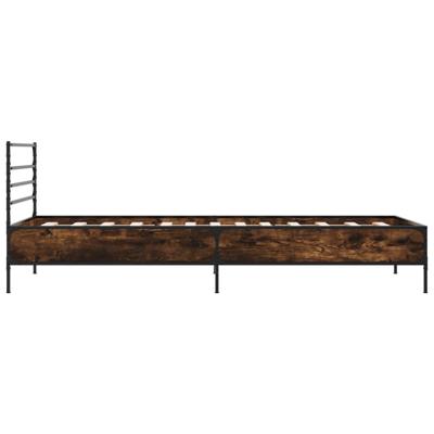 Bedframe bewerkt hout metaal gerookt eikenkleurig 160x200 cm