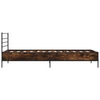 Bedframe bewerkt hout metaal gerookt eikenkleurig 160x200 cm - thumbnail