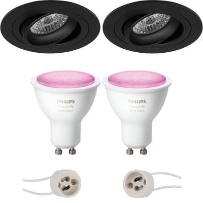 Philips Hue LED Spot Set - Mat Zwart. Kantelbaar. Ø92mm. Bluetooth