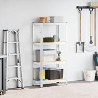 Opbergrek 4-laags staal en bewerkt hout zilverkleurig - thumbnail