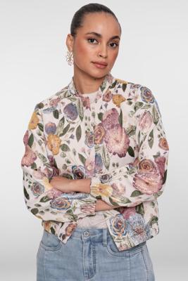 Geisha Bomber Jacket Leaves 65090-26 Jackets 720 Sand/green/gold