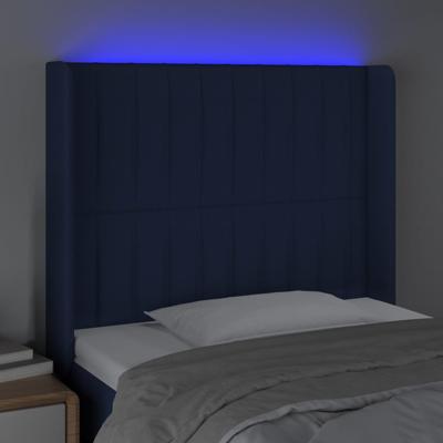 Hoofdbord LED 103x16x78/88 cm stof blauw