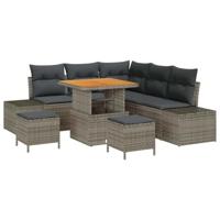 Tuinbankenset met kussen 8 pcs Grijs poly rattan - thumbnail