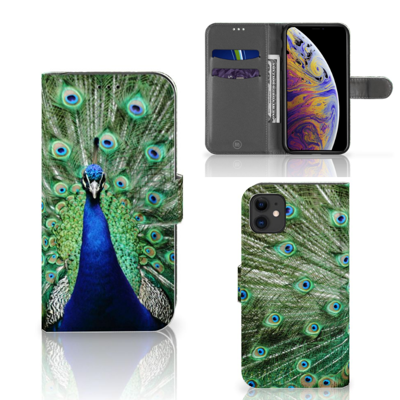 Apple iPhone 11 | Telefoonhoesje | Met pasjeshouder | Pauw