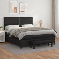 Boxspring met matras kunstleer zwart 180x200 cm - thumbnail