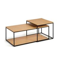 Kave Home Salontafel 'Yoana' Eikenhout, Set van 2 stuks, kleur Zwart - thumbnail