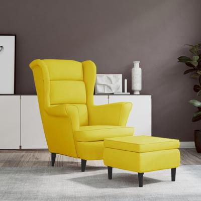 Fauteuil met voetenbank fluweel mosterdgeel