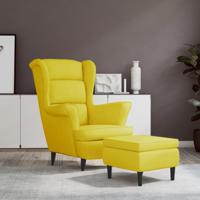 Fauteuil met voetenbank fluweel mosterdgeel - thumbnail