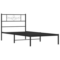 Bedframe met hoofdbord metaal zwart 90x200 cm - thumbnail