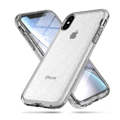 Schokbestendige Terminator stijl glitter poeder beschermer geval voor iPhone X/XS (wit)