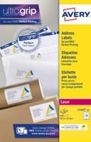 Avery L7163, Adresetiketten, Laser, Ultragrip, wit, 40 vellen, 14 per vel, 99,1 x 38,1 mm - thumbnail