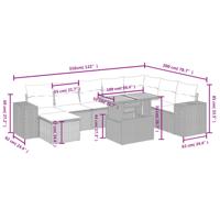 9-delige Loungeset met kussens poly rattan zwart - thumbnail
