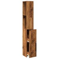 Badkamerkast 25x25x170 cm bewerkt hout oud houtkleurig - thumbnail