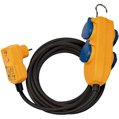 Brennenstuhl Adapterkabel FI IP54 met contactdozenblok 5m zwart H07RN-F 3G1,5 - 1168720010