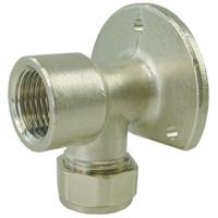 Riko Vernikkelde Messing Muurplaat 1/2" Binnendraads met Knelaansluiting - thumbnail