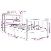 Bedframe met hoofdbord massief grenenhout wasbruin 200x200 cm - thumbnail