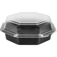 Bak | PS | 400ml | Ø160mm | incl. Vaste deksel | octaviewbox | 60mm | zwart/transparant | 375 stuks - thumbnail