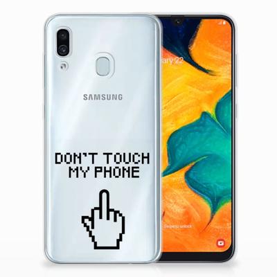 Samsung Galaxy A30 Silicone-hoesje Finger Don't Touch My Phone Samsung Galaxy A30 Silicone-hoesje Finger Don't Touch My Phone