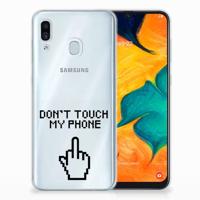 Samsung Galaxy A30 Silicone-hoesje Finger Don't Touch My Phone - thumbnail
