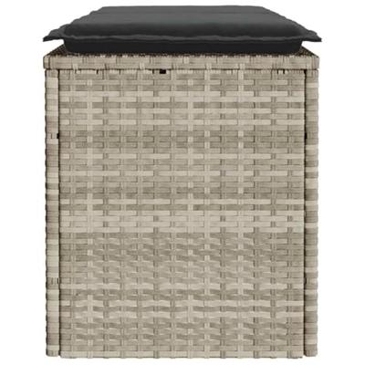 Tuinbank met kussen 110x40x44 cm poly rattan lichtgrijs