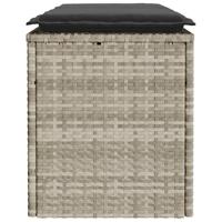 Tuinbank met kussen 110x40x44 cm poly rattan lichtgrijs - thumbnail