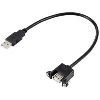 Renkforce RF-5720402 USB-kabel USB 2.0 USB-A stekker, USB-A bus 0.25 m Zwart Voor inbouw, Schroefbaar - thumbnail