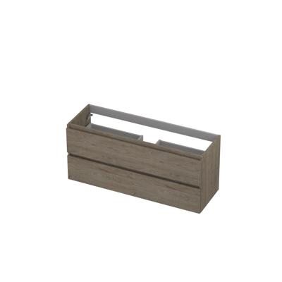 INK - Onderkast 2 Laden Greeploos met Houten Keerlijst - 1200x400x520 Mm - Greige Eiken