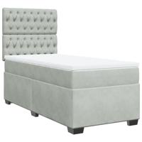 Boxspring met matras fluweel lichtgrijs 80x200 cm - thumbnail
