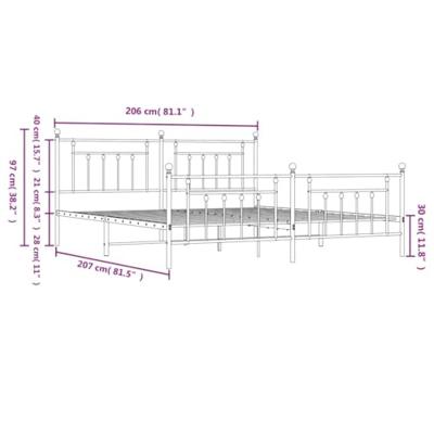 Bedframe met hoofd- en voeteneinde metaal zwart 200x200 cm - thumbnail