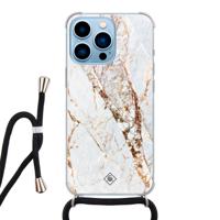 iPhone 13 Pro Max hoesje met koord - Marmer goud - thumbnail