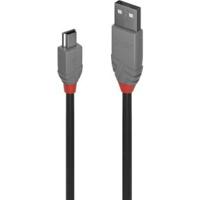 LINDY 36724 USB-kabel USB 2.0 USB-A stekker, USB-mini-B stekker 3.00 m Zwart - thumbnail