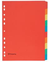 Pergamy tabbladen ft A4, 11-gaatsperforatie, karton, geassorteerde kleuren, 10 tabs - thumbnail