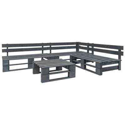 4-delige Loungeset pallet hout grijs