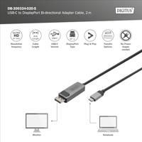 Digitus USB-C-kabel USB 4.0 USB-C stekker 1.00 m Zwart Afscherming gevlochten, Afgeschermd, Scheurbestendig, Rond, 8K UHD DB-300443-010-S - thumbnail