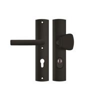 AXA AXA Curve Plus veiligheidsbeslag voordeur gebogen schild S-knop/Blok-kruk PC72 met kerntrekbeveiliging SKG3 - aluminium/zwart - thumbnail